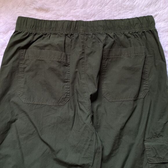 Aerie Avenue Baggy Cargo Pants Womens L Green Flame 100% Cotton Wide Leg Boho - Picture 10 of 12